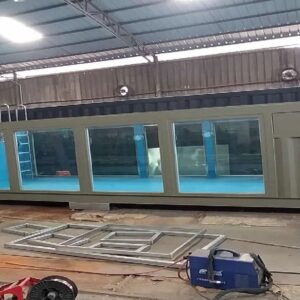 40ft Container Pool Glass Viewing Panels – Olive Green